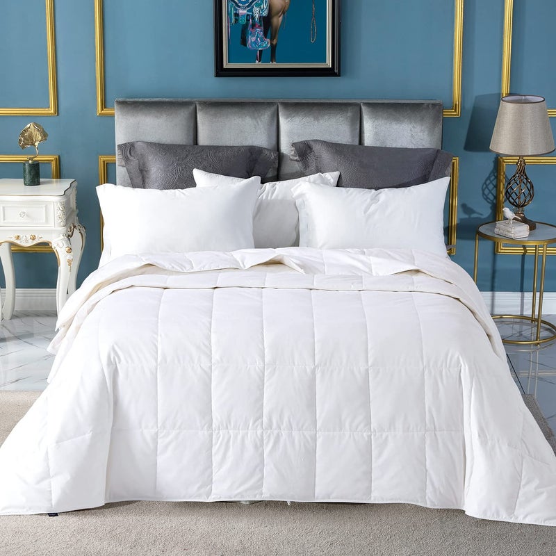Globon Summer Down ComforterBlanket Queen Size, Extra Lightweight Duvet Insert for Hot Sleepers, Noiseless & Extra Soft,90x90 inches,10 Ounce Fill Weight, White - Image 1